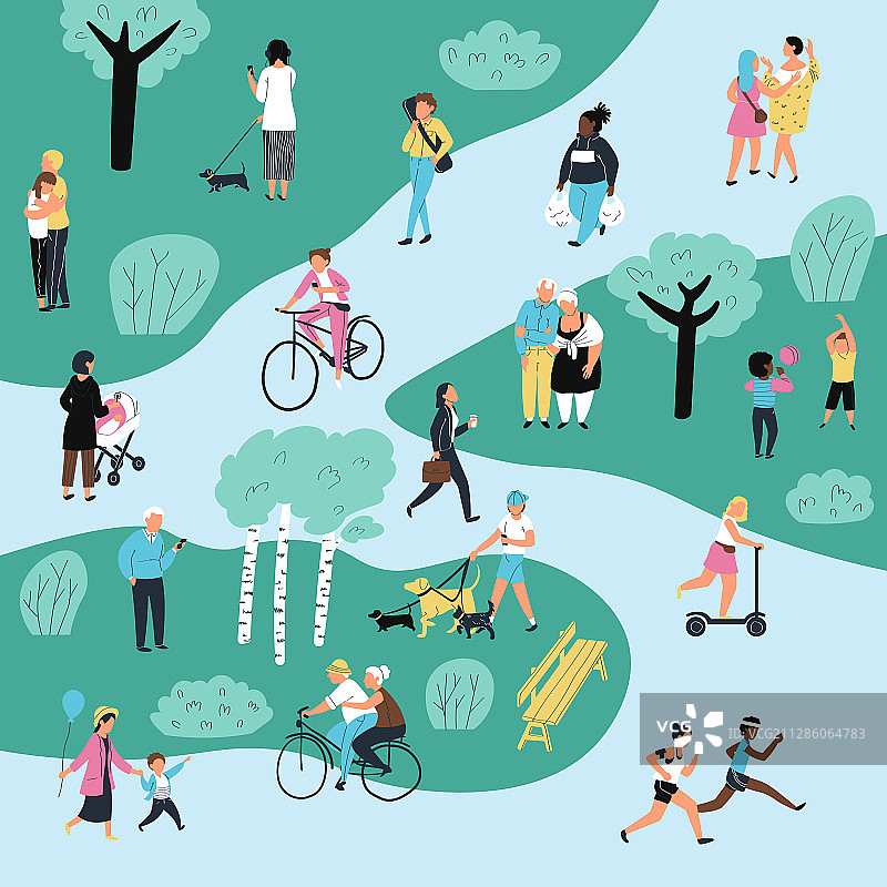 在公园里进行户外活动的人物图片素材