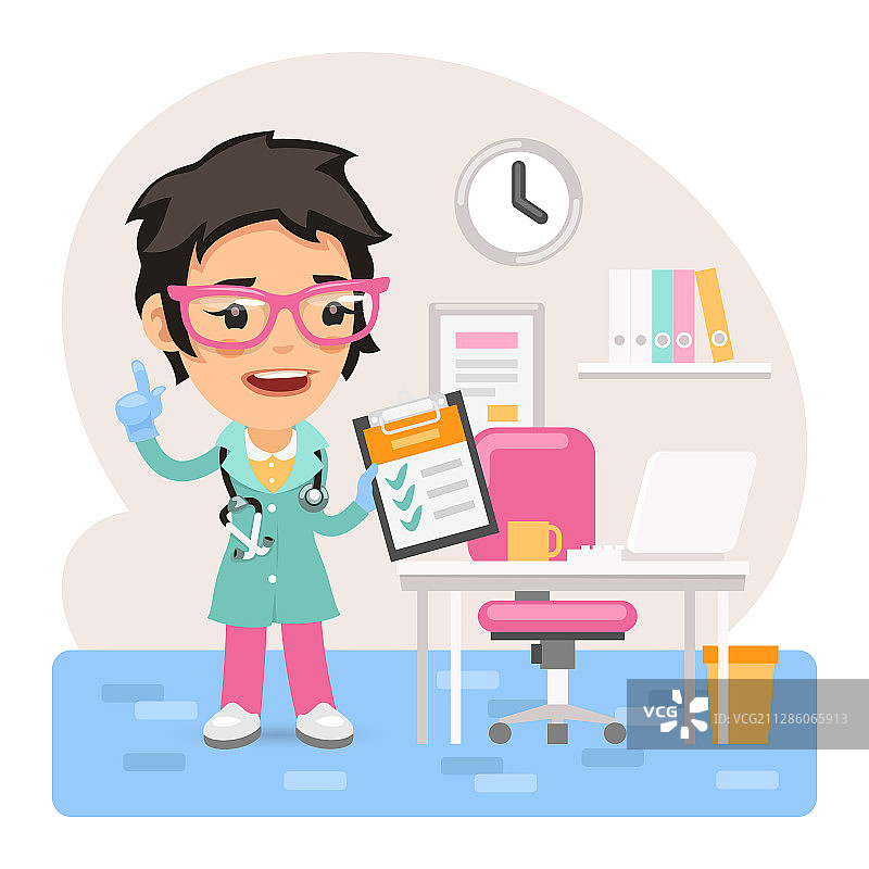 办公室里的卡通女医生图片素材