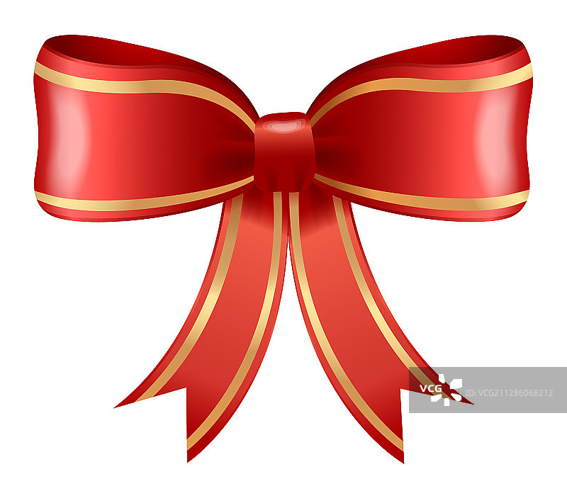 盒子用喜庆的红色蝴蝶结和丝带装饰图片素材