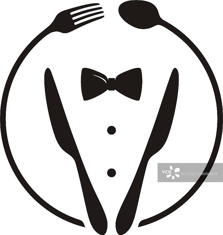 领结西装勺子叉子刀餐厅标志图片素材