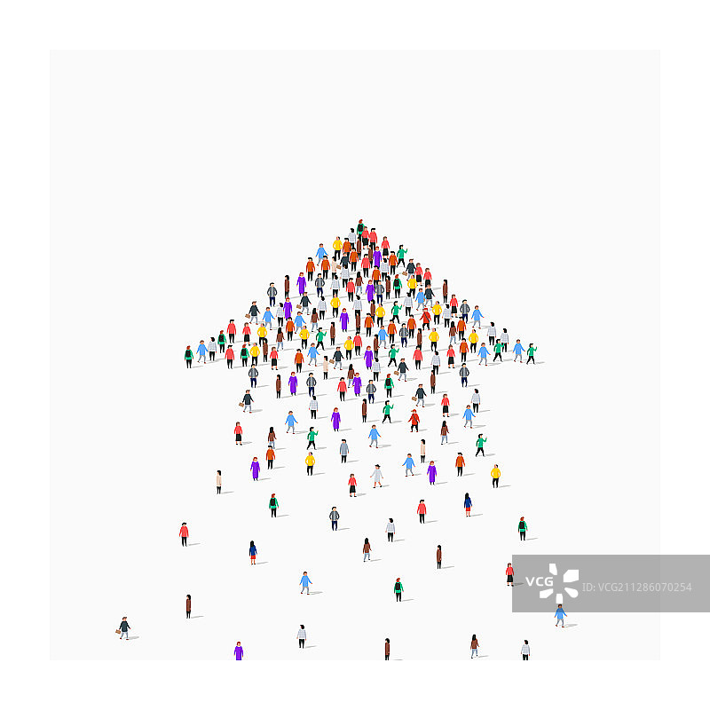 组成箭头的大群人图片素材