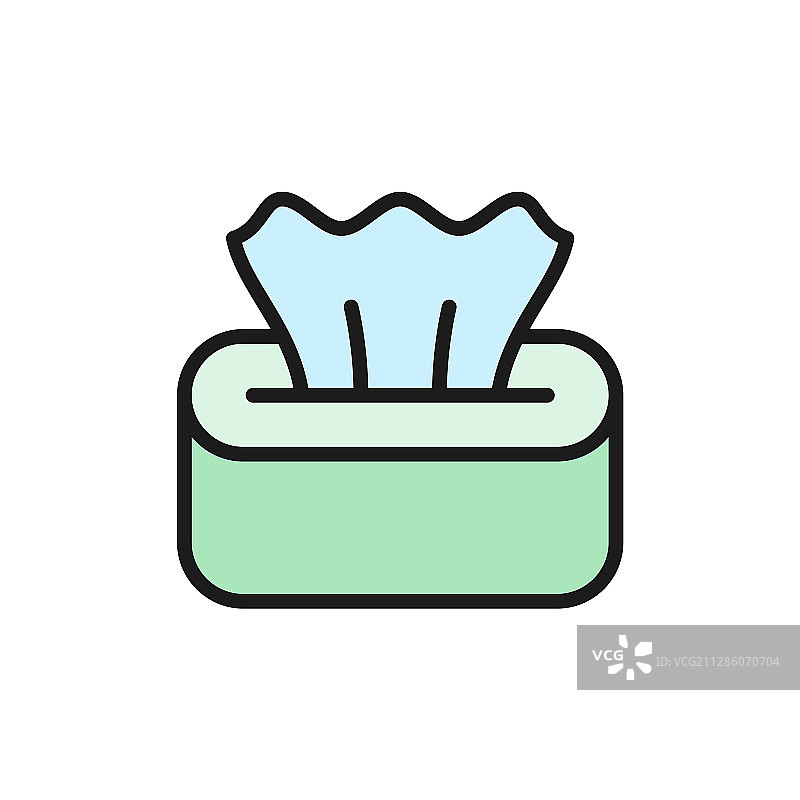 盒子纸巾中的湿餐巾纸扁平颜色线条图片素材