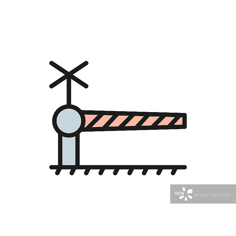 带安全闸栏的铁路道口（扁平风格）图片素材