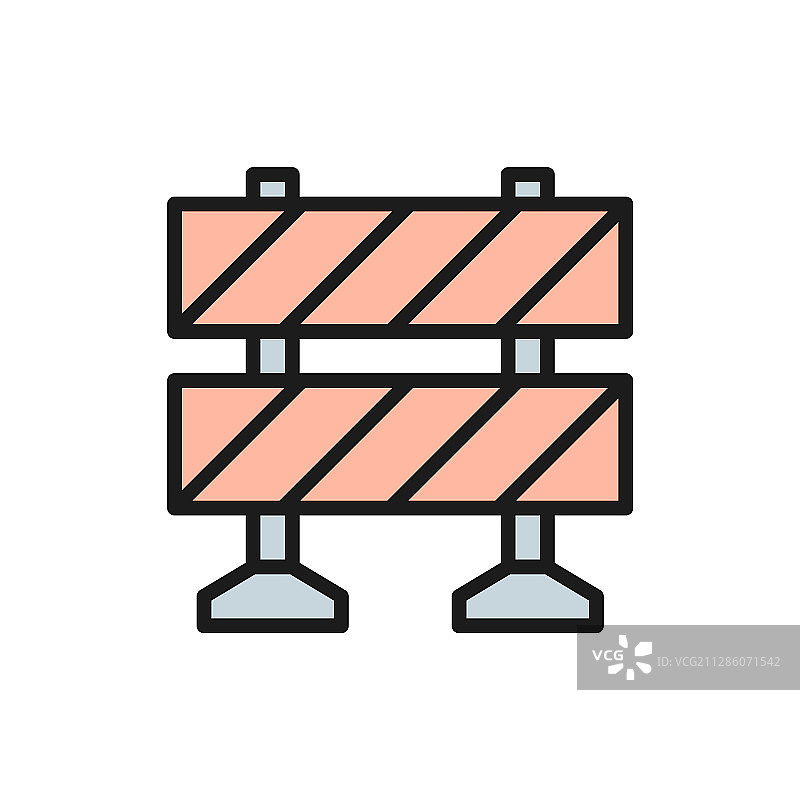 铁路路障平面颜色线条图标图片素材