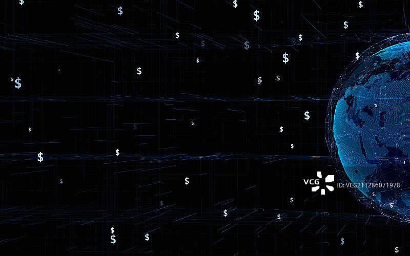 数字货币概念的科技地球图片素材