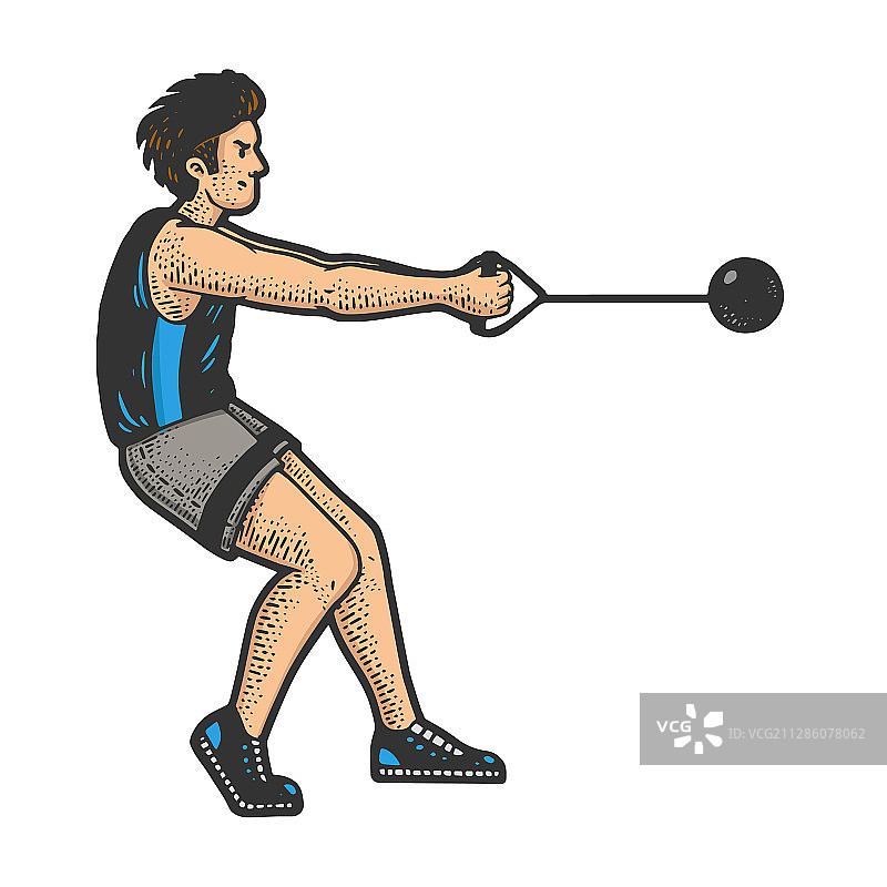 链球运动员素描图片素材