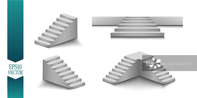 3D白色楼梯图片素材