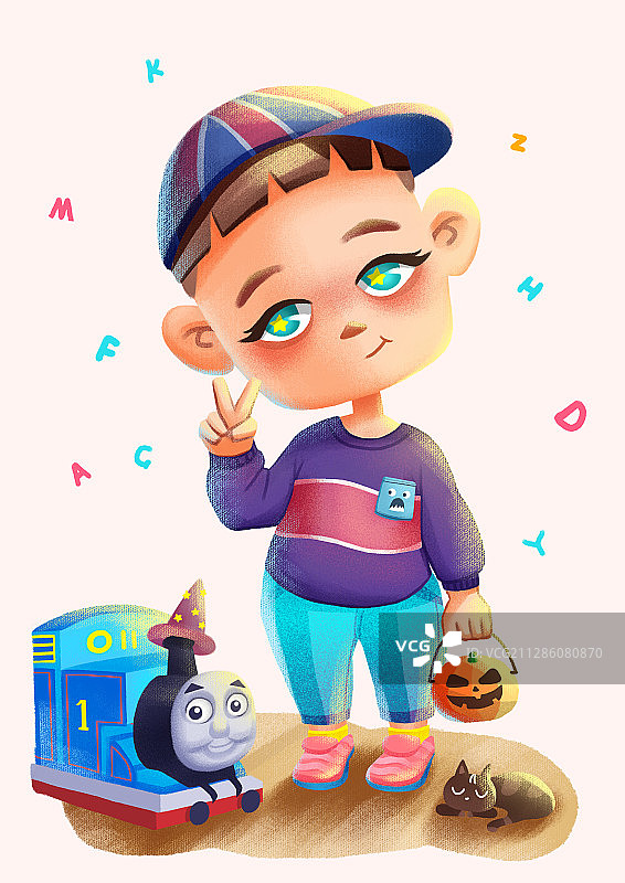可爱男孩女孩插画图片素材
