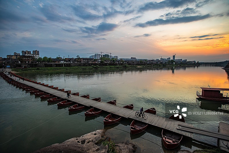 信江浮桥图片素材