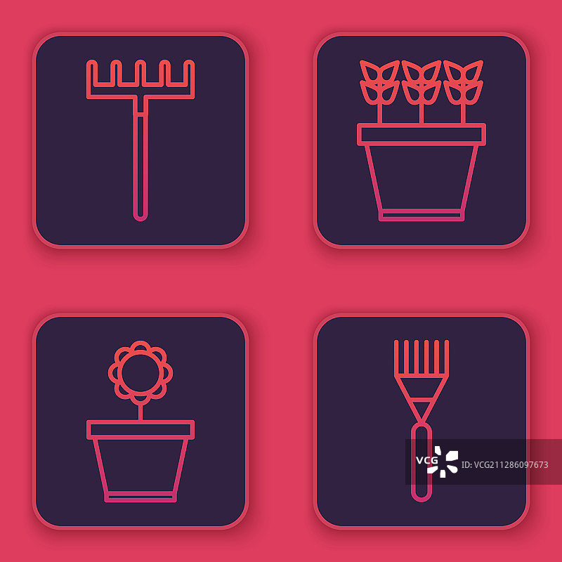 花园耙子盆栽花卉图片素材