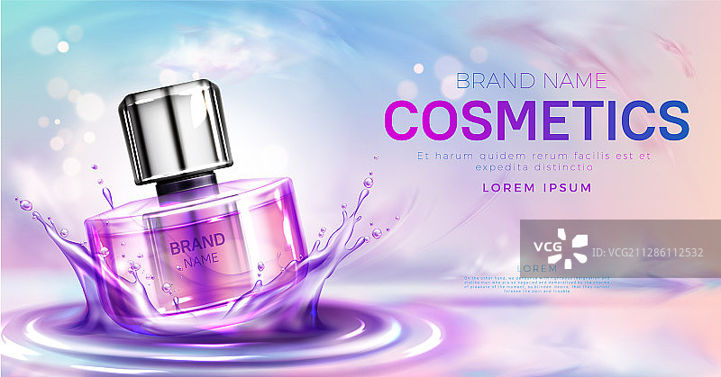 水面上的香水化妆品瓶图片素材