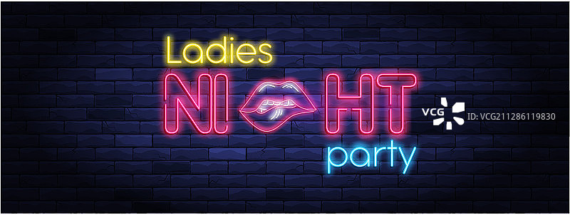 女士之夜派对霓虹灯banner图片素材
