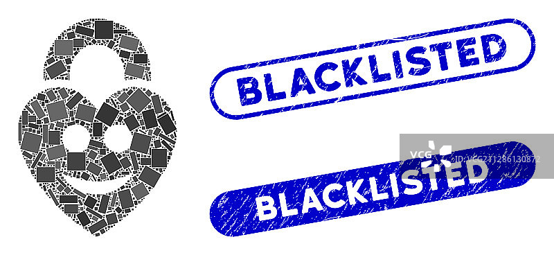 矩形马赛克快乐爱情锁与做旧效果图片素材