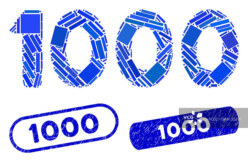 矩形马赛克1000数字文本与复古1000图片素材