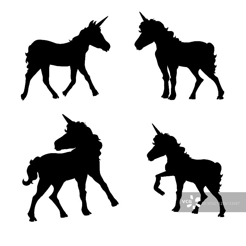 独角兽剪影图片素材