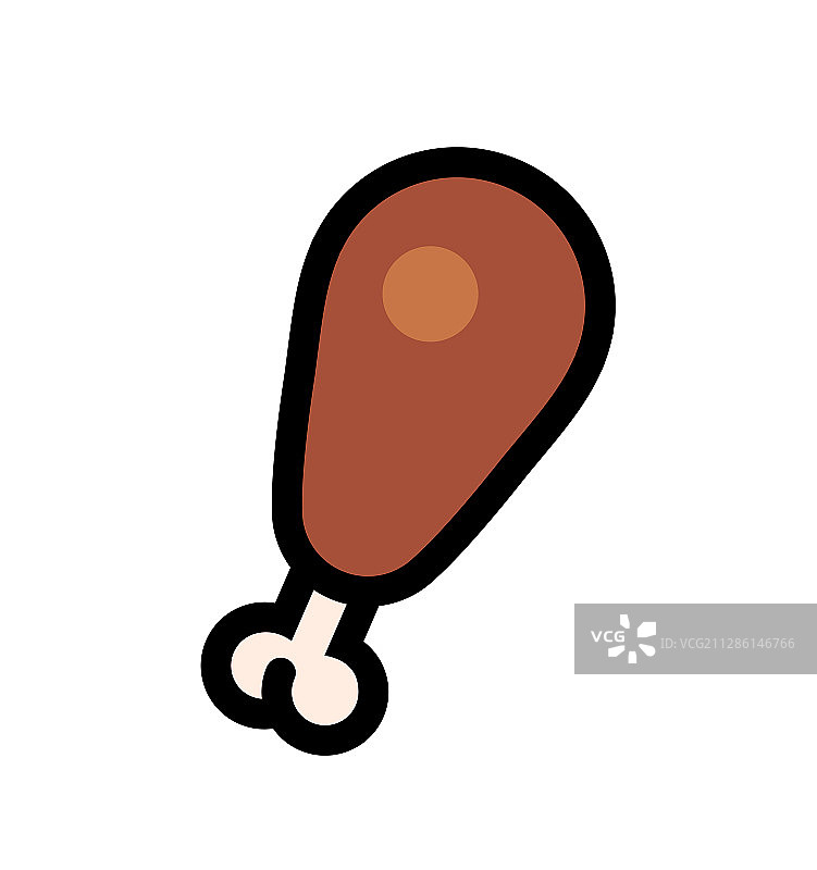 炸鸡腿图标线条扁平设计图片素材