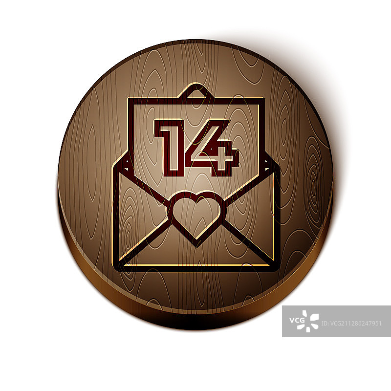 棕色线条信封与情人节爱心图标图片素材