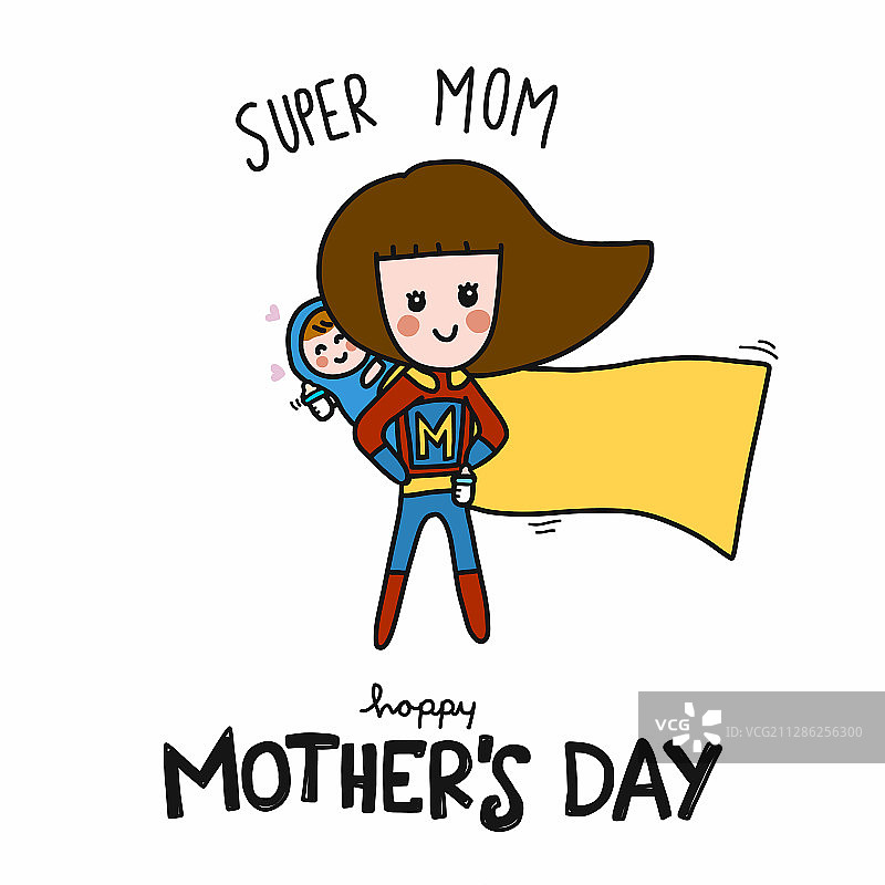 超级妈妈母亲节快乐卡通图片素材