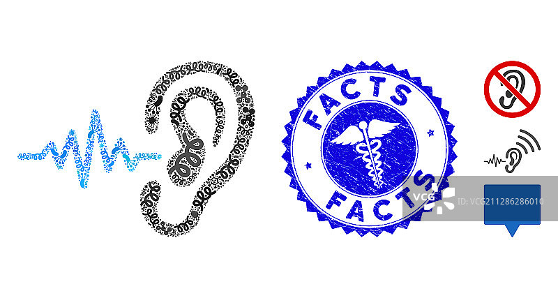 具有医疗保健功能的病原体马赛克听力图标图片素材