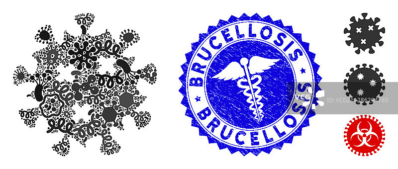 感染拼贴：感染病毒图标图片素材