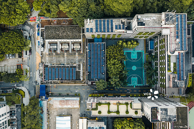 航拍天文气象站楼顶,太阳能板图片素材