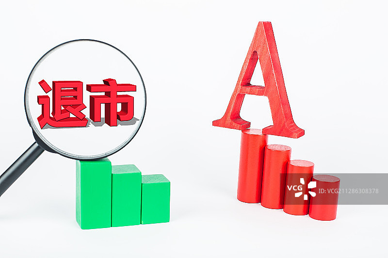 大A股和红绿走势，金融股市退市概念图片。图片素材