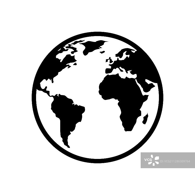 白色背景中孤立的黑色世界地图图片素材