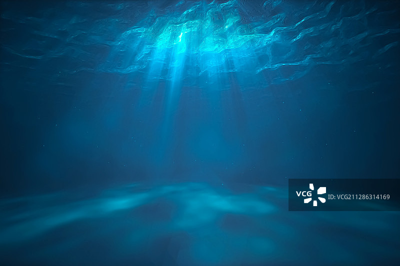海洋水下的波光与水底图片素材