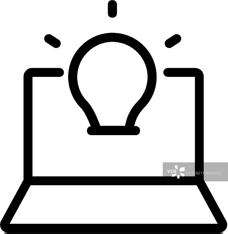 显示器灯泡图标轮廓图片素材