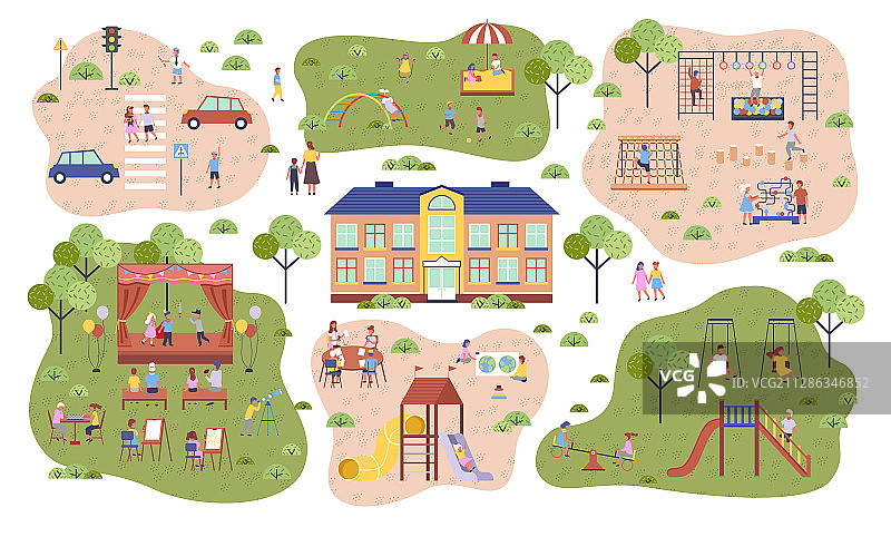 幼儿园停车场的儿童游乐场图片素材