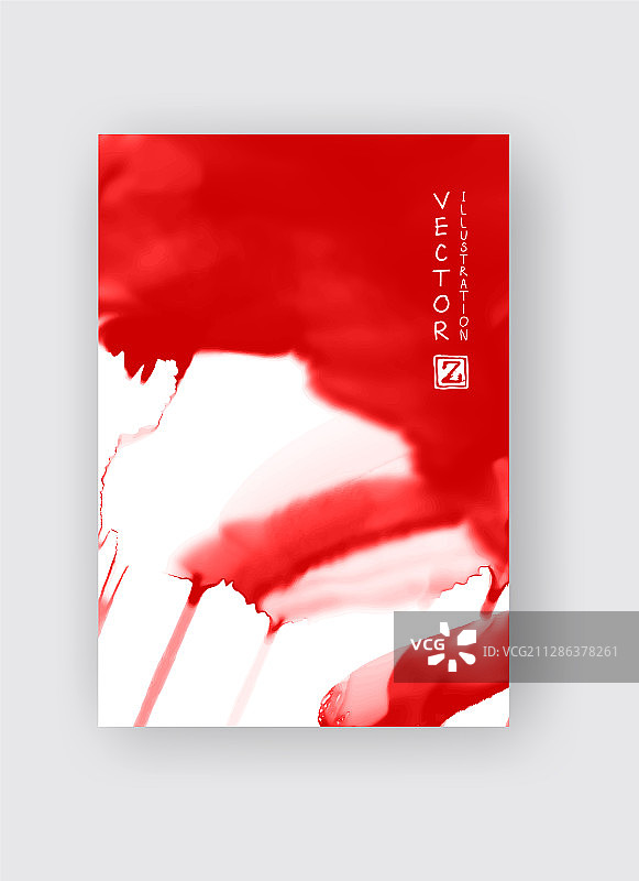 白色背景上的红色水墨笔触（日式）图片素材