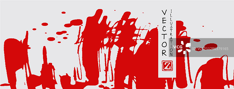 白色背景上的红色水墨笔触（日式）图片素材