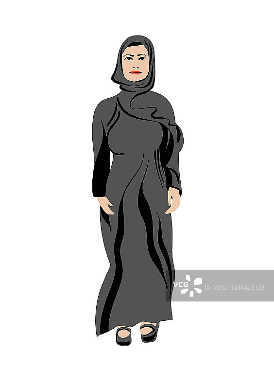 穿着传统罩袍的阿拉伯穆斯林妇女图片素材