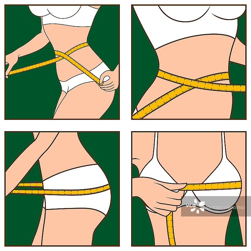 四个苗条女性图标套装图片素材