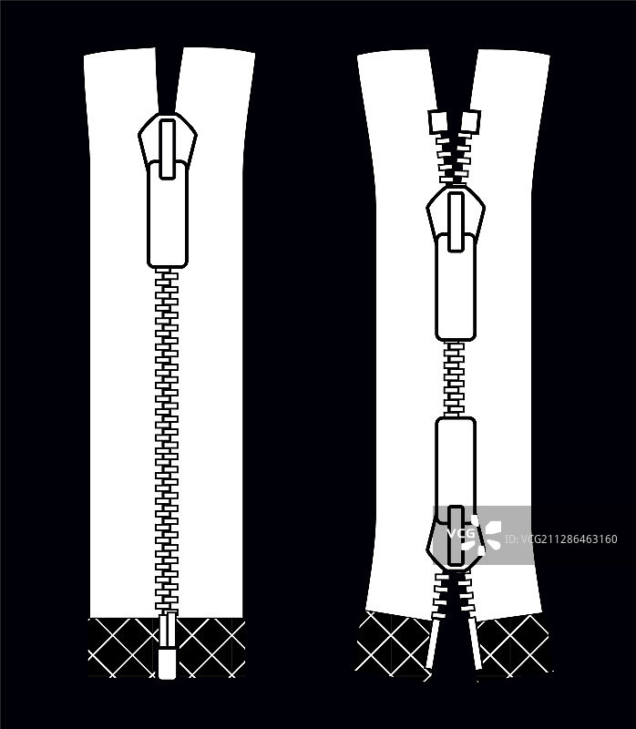 黑色背景上的拉链类型图片素材