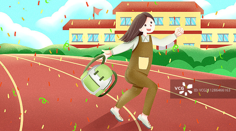 开学季学生快乐上学插画图片素材