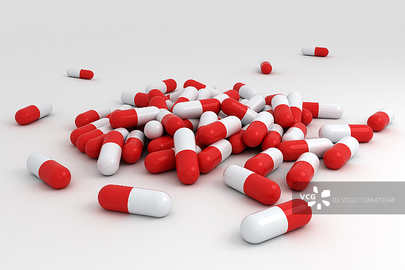 红色药丸堆，插图图片素材