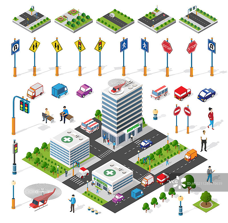 2.5D建筑房屋图标模块图片素材