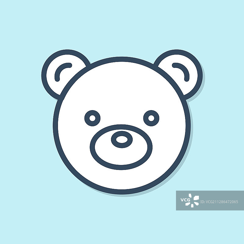 蓝色线条泰迪熊毛绒玩具图标图片素材