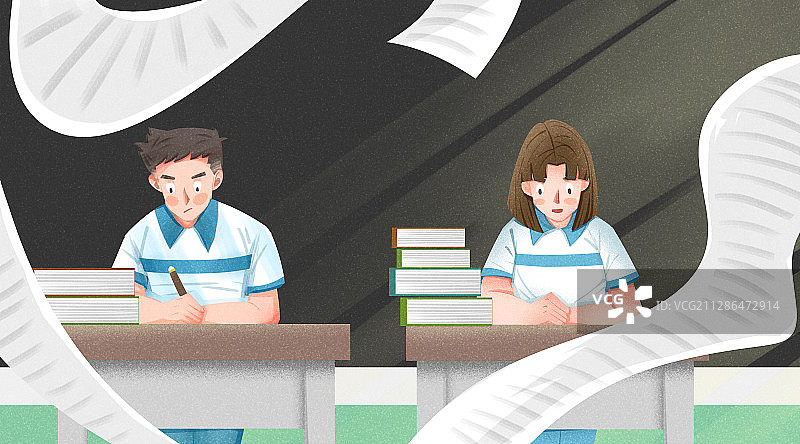 高考备考学生学习插画图片素材