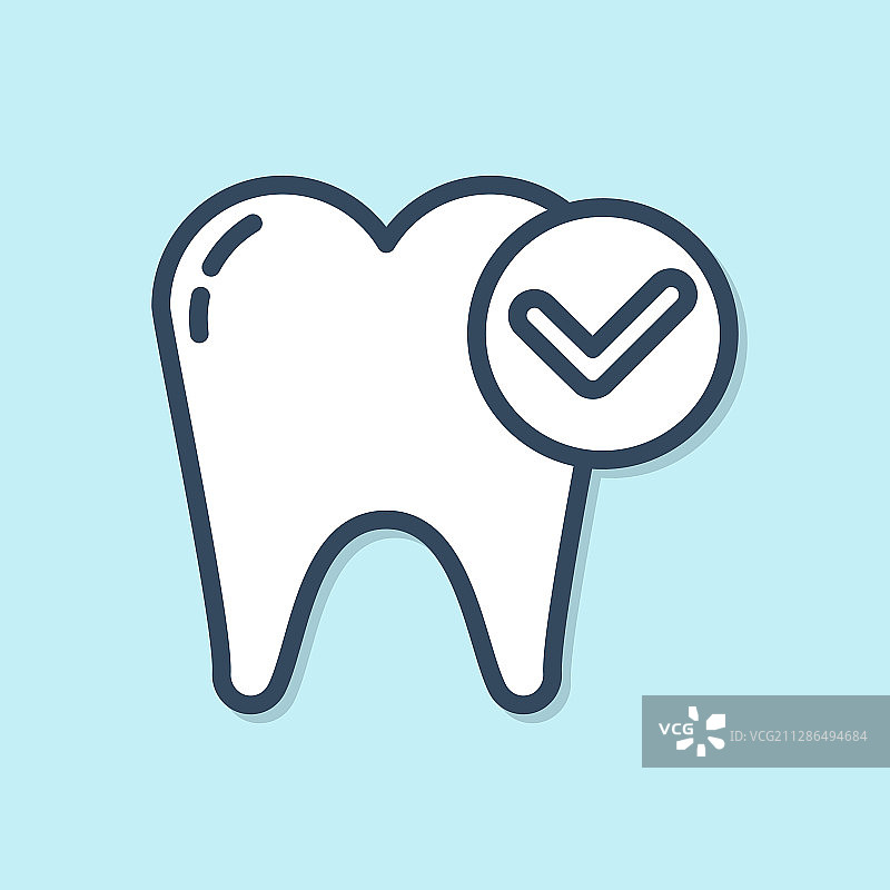 蓝色线条牙齿美白概念图标图片素材