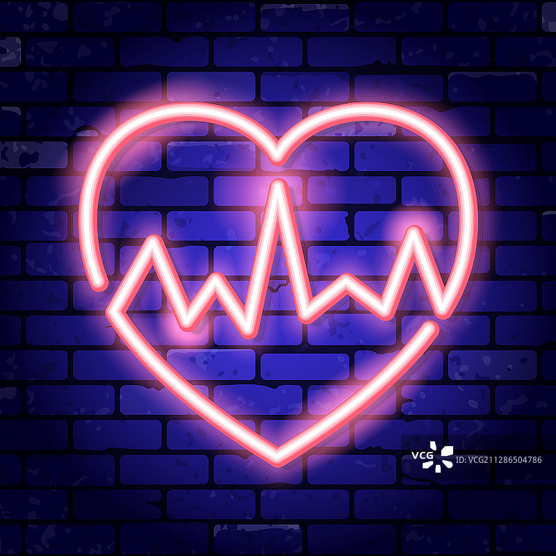 带心电图的霓虹灯心形标志图片素材
