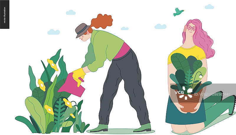 园艺人物春季场景图片素材