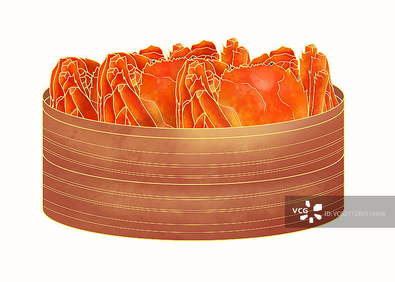 放在蒸笼里的大闸蟹图片素材