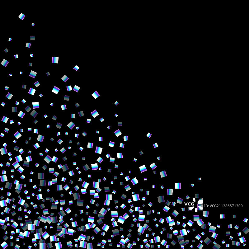 彩虹般闪亮的长方形五彩纸屑图片素材