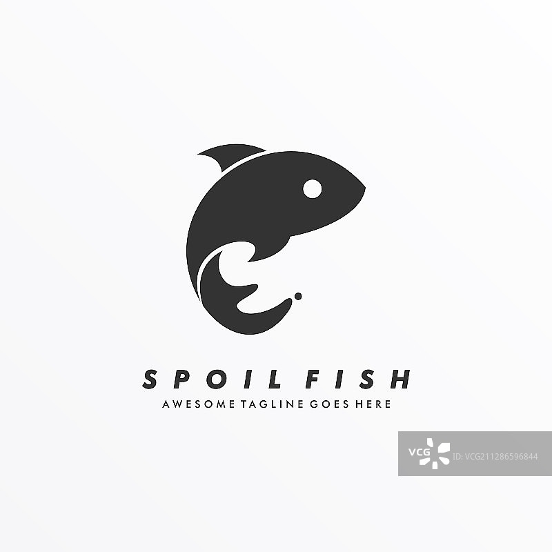 变质的鱼剪影风格标志图片素材