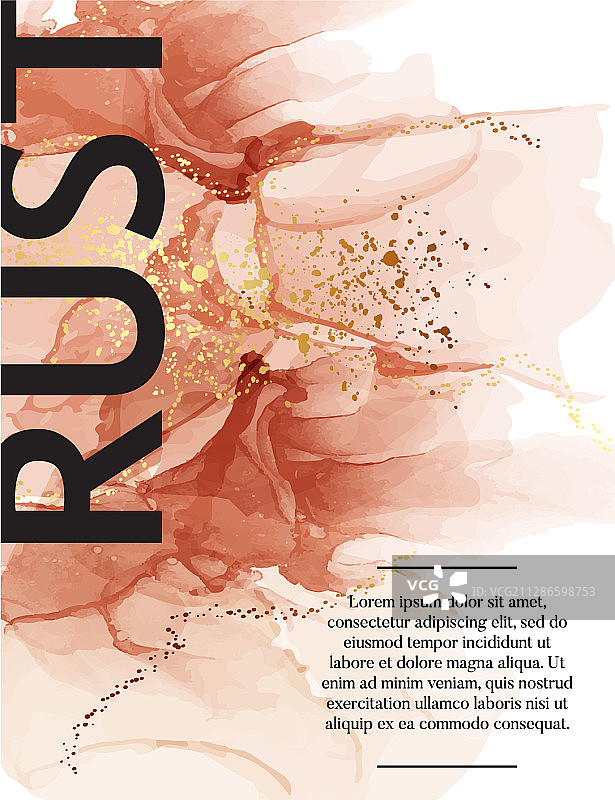 大地中金色流动的锈迹大理石模板图片素材