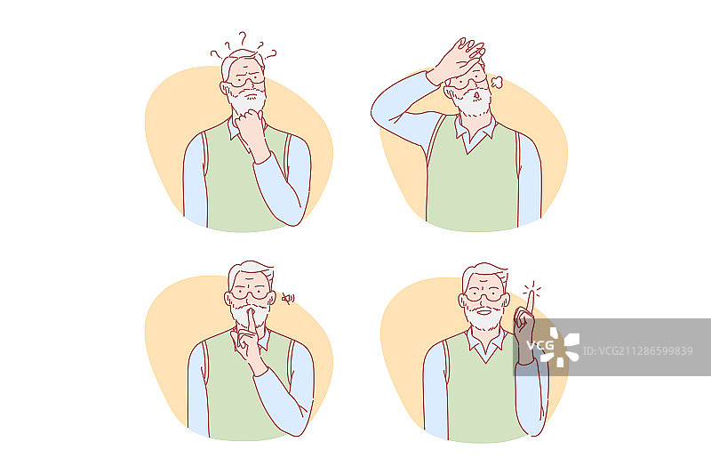 老年人思考、想法、沉默、放松图标图片素材