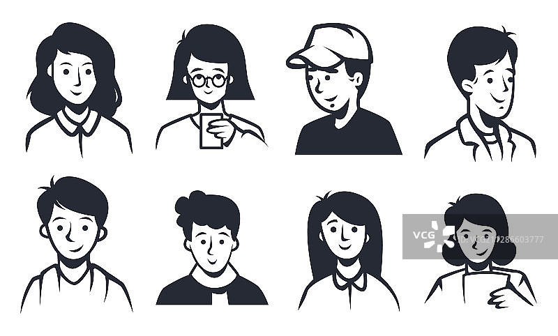 扁平化人物头像图标合集图片素材