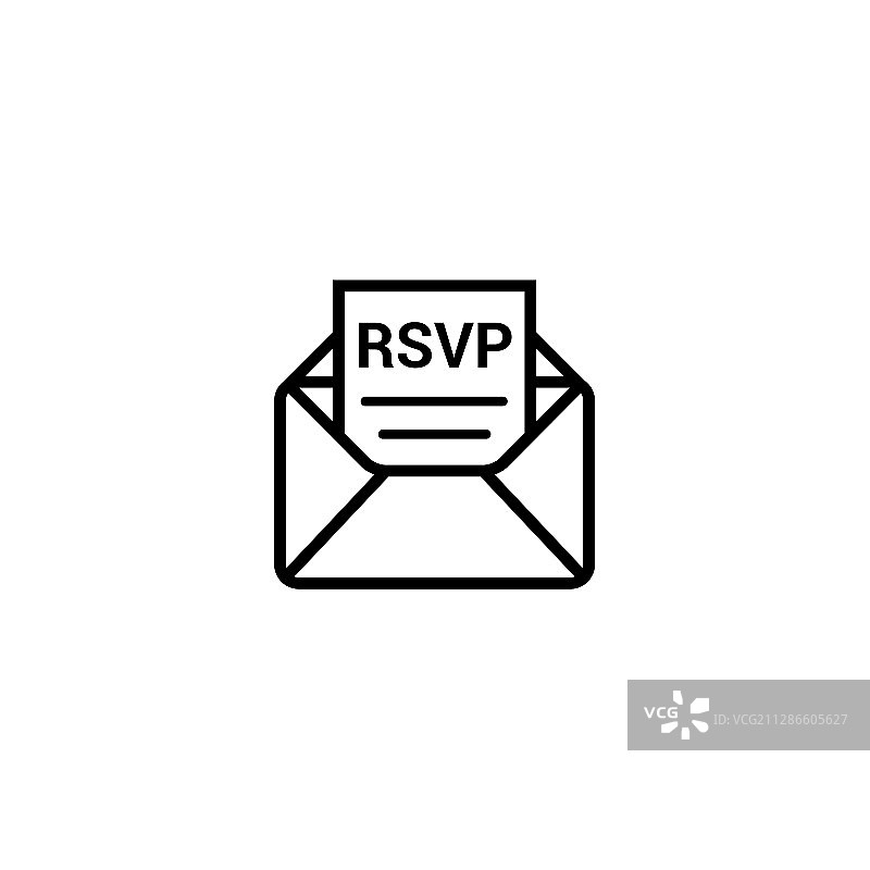 RSVP图标，信封日期印章邀请函图片素材